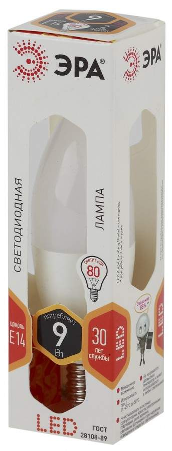 

Лампа светодиодная ЭРА E14 9W 2700K "Свеча" арт. 642664 - (10 шт.)