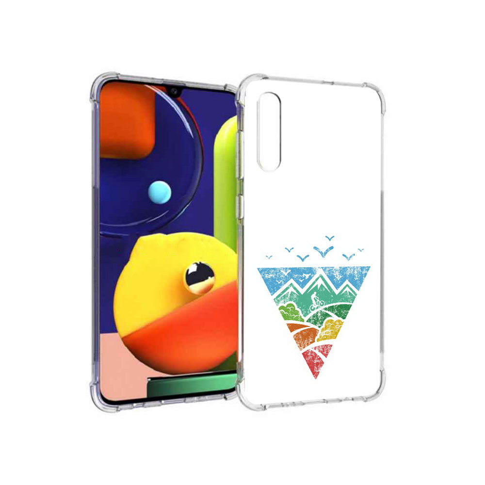 

Чехол MyPads Tocco для Samsung Galaxy A70 Лес земля море чайки (PT128584.546.105), Прозрачный, Tocco