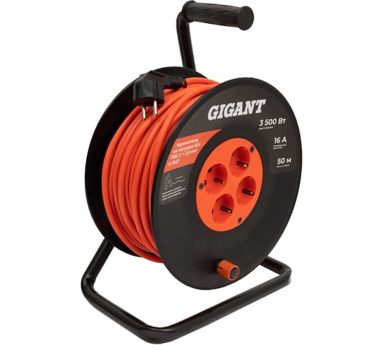 

Удлинитель Gigant G-847 32856828 на катушке б/з ПВС 2x2.5 50м IP20, G-847