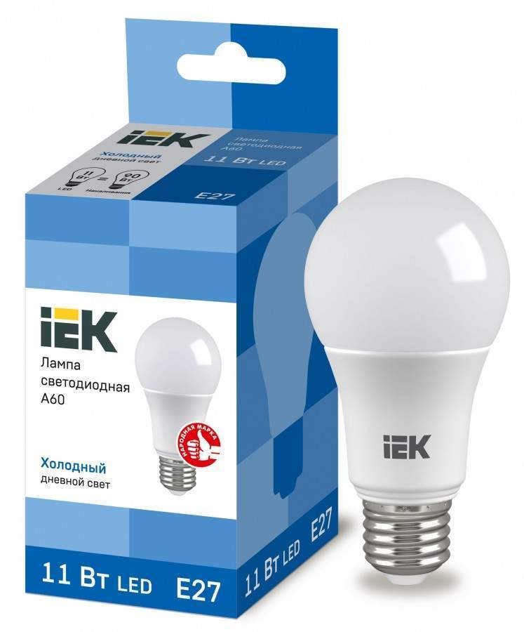 Лампа светодиодная IEK E27 11W 6500K ЛОН (