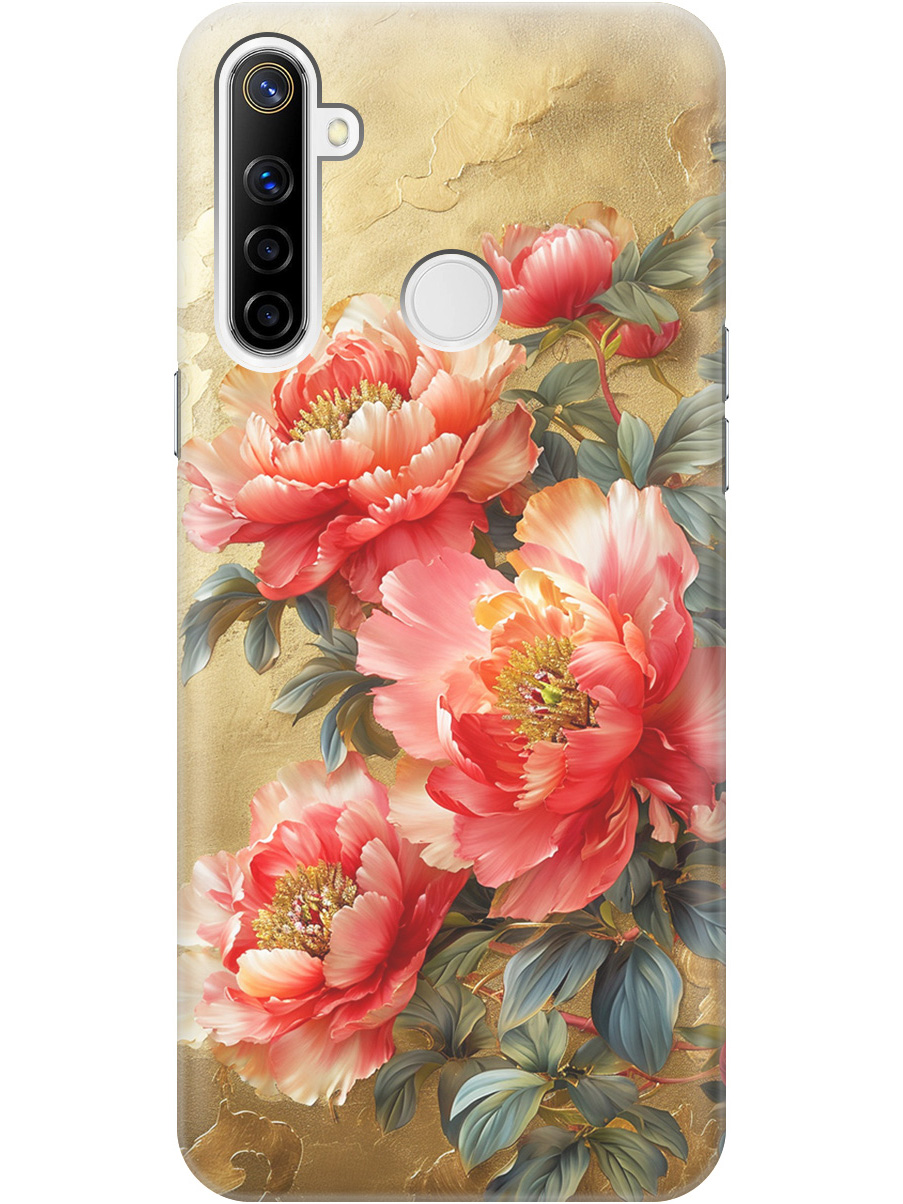 

Силиконовый чехол на Realme 5 / 6i / C3 с принтом "Винтажные пионы", Прозрачный;зеленый;золотистый;красный, 726149623