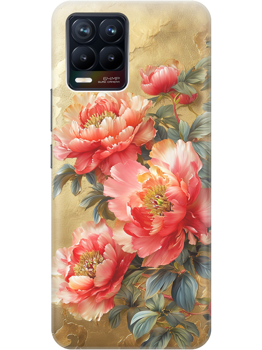 

Силиконовый чехол на Realme 8 / 8 Pro с принтом "Винтажные пионы", Прозрачный;зеленый;золотистый;красный, 732494023