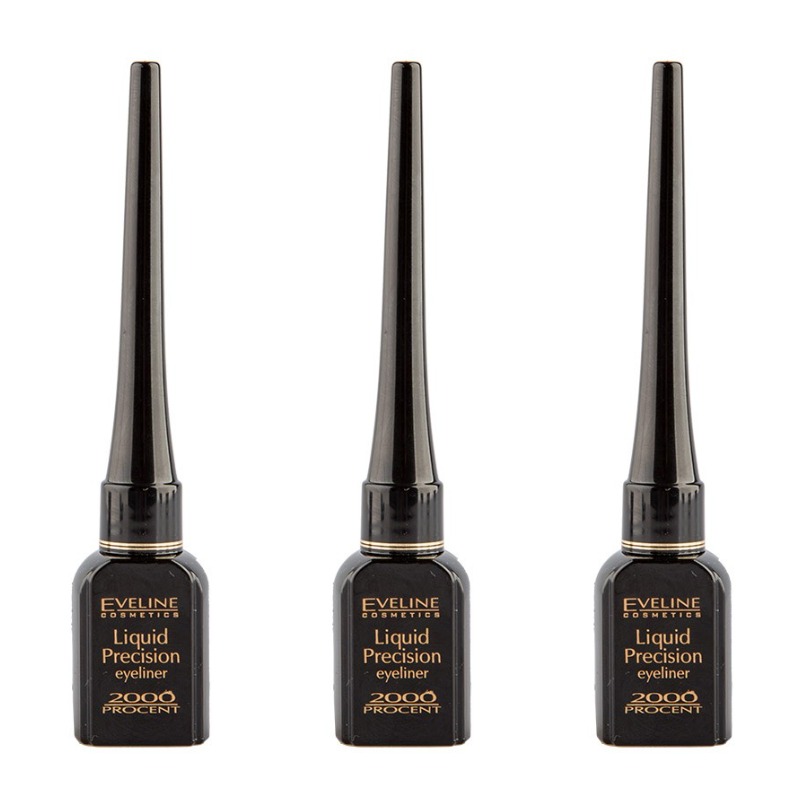 Подводка для глаз Eveline Cosmetics liquid precision liner 2000 procent 4 мл 3 шт