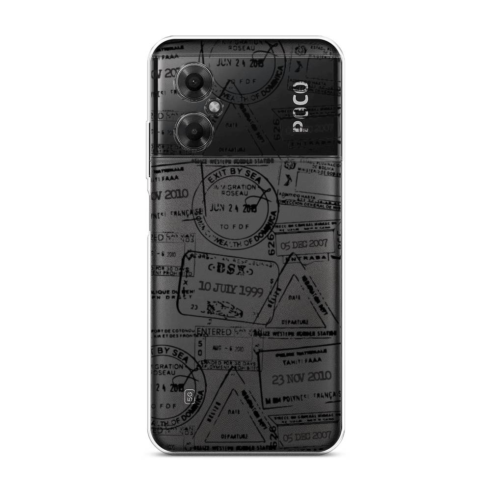 

Чехол на Xiaomi Poco M4 5G "Visa stamps 2", Белый;черный;серый, 316550-2