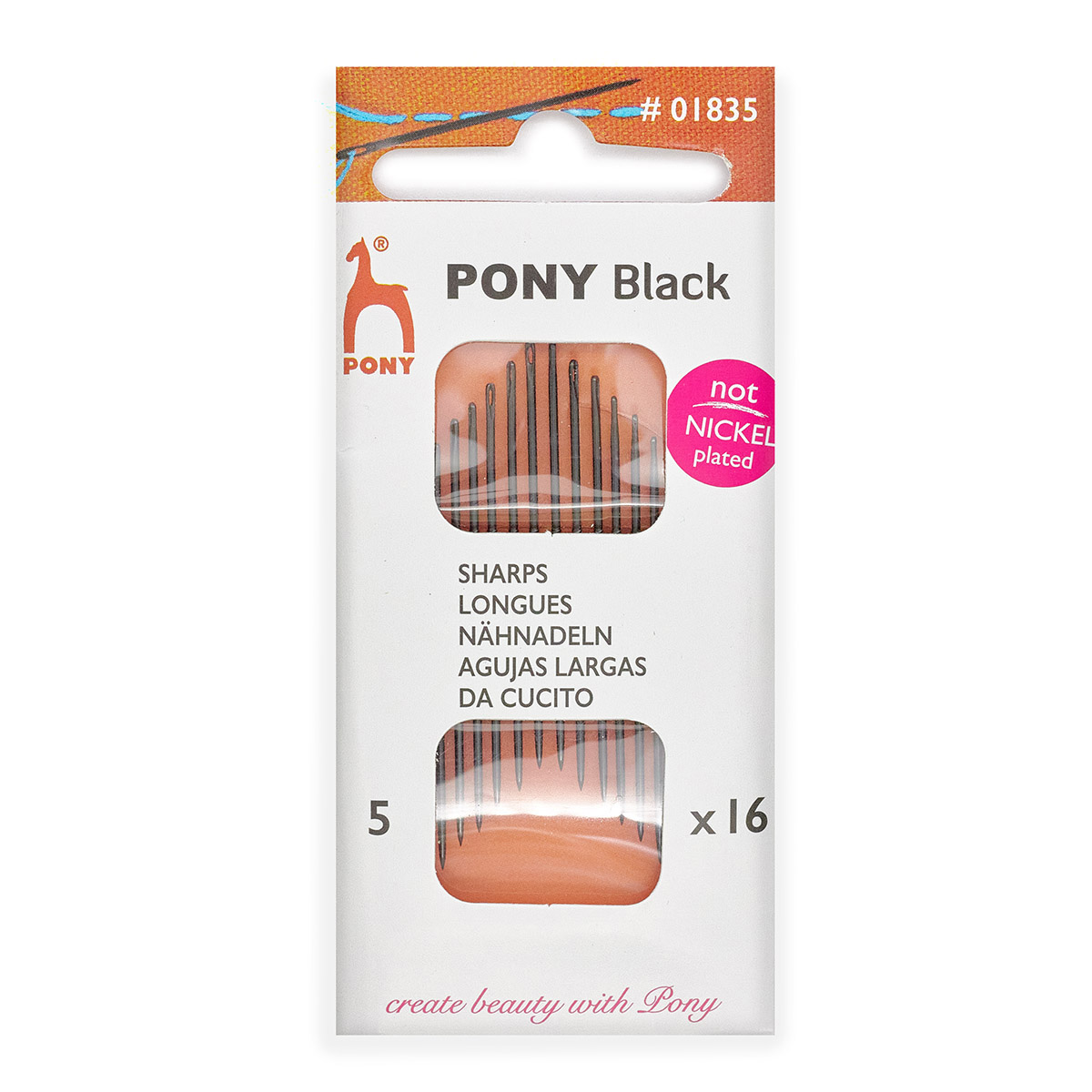 

Иголки для шитья № 5, PONY Sharps BLACK, 01835, 16 шт