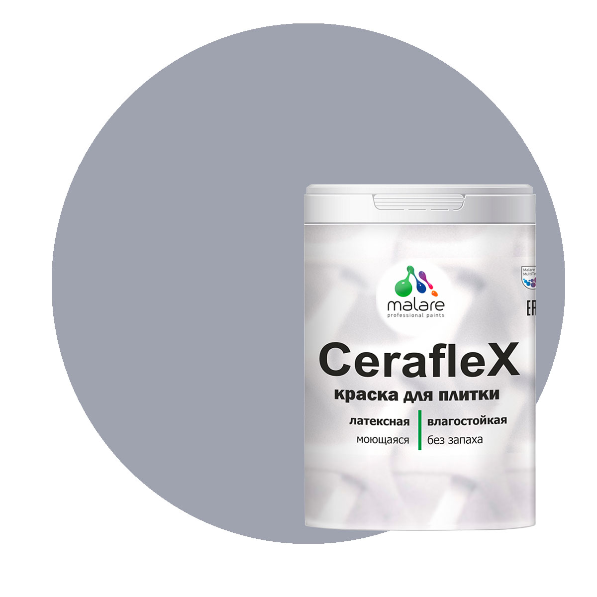 

Краска Malare Ceraflex для кафельной плитки и стен в ванной, темно-серый, 1 кг, Ceraflex-1