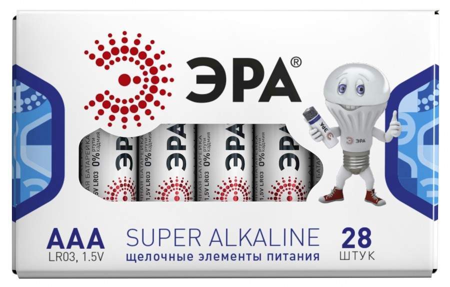 Элемент питания Эра Lr03/286 Super Alkaline Box28 1247 (арт. 660656) степлер brauberg super 24 6 26 6 до 30 листов черно синий 229084