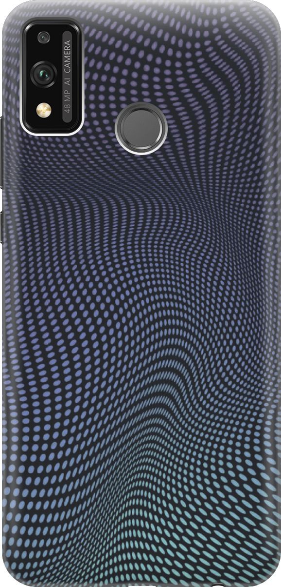 

Силиконовый чехол на Honor 9X Lite с принтом "Изгибы из точек", Синий;черный, 6164