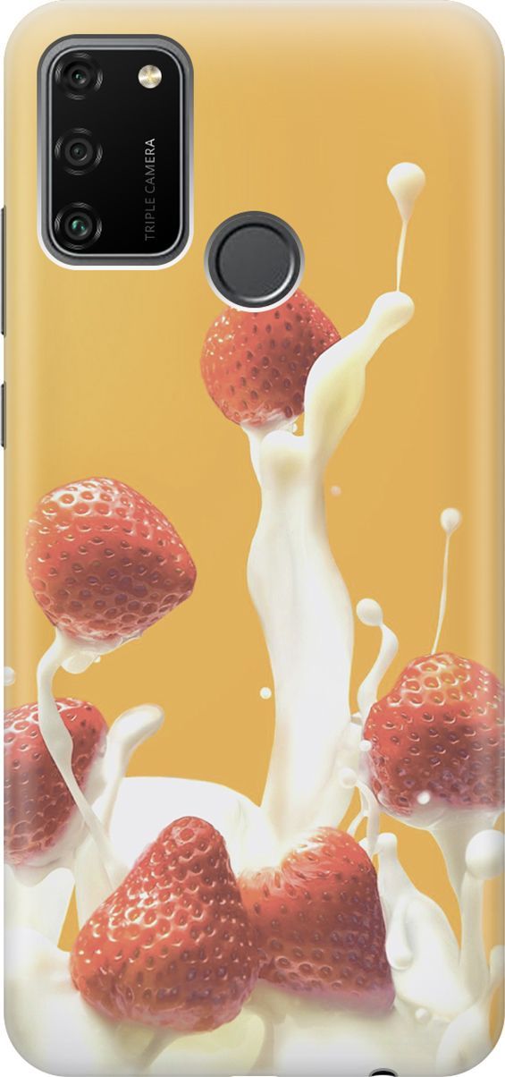 

Силиконовый чехол на Honor 9A с принтом "Клубника и сливки", Белый;желтый, 6411