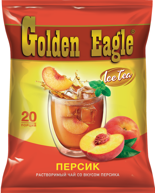 Чай растворимый Golden Eagle со вкусом персика 20 пакетиков по 20 г