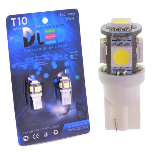 

Светодиодная автомобильная лампа T10-W5W-5 SMD 5050 (желтая) (Комплект 2 лампы.) желтая, T10 - W5W - 5 SMD 5050 (желтая) желтая