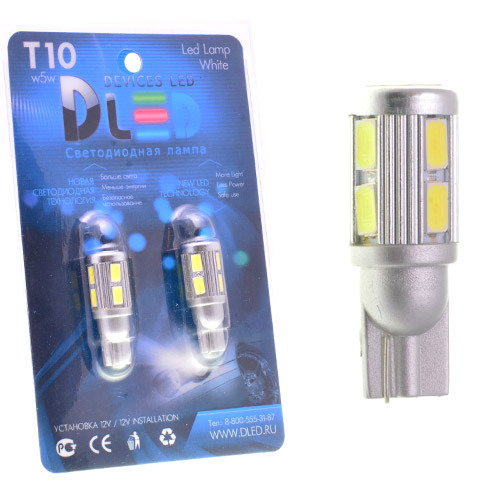 

Светодиодная автомобильная лампа T10-W5W-10 SMD 5630 + Стабилизатор (Комплект 2 лампы.), T10 - W5W - 10 SMD 5630 + Стабилизатор