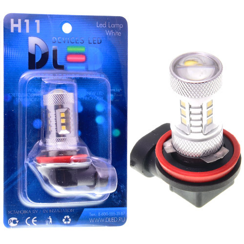 фото Светодиодная автомобильная лампа h11 - 12 smd2323 + 2 cree xb + линза (1 лампа в упаковке) dled