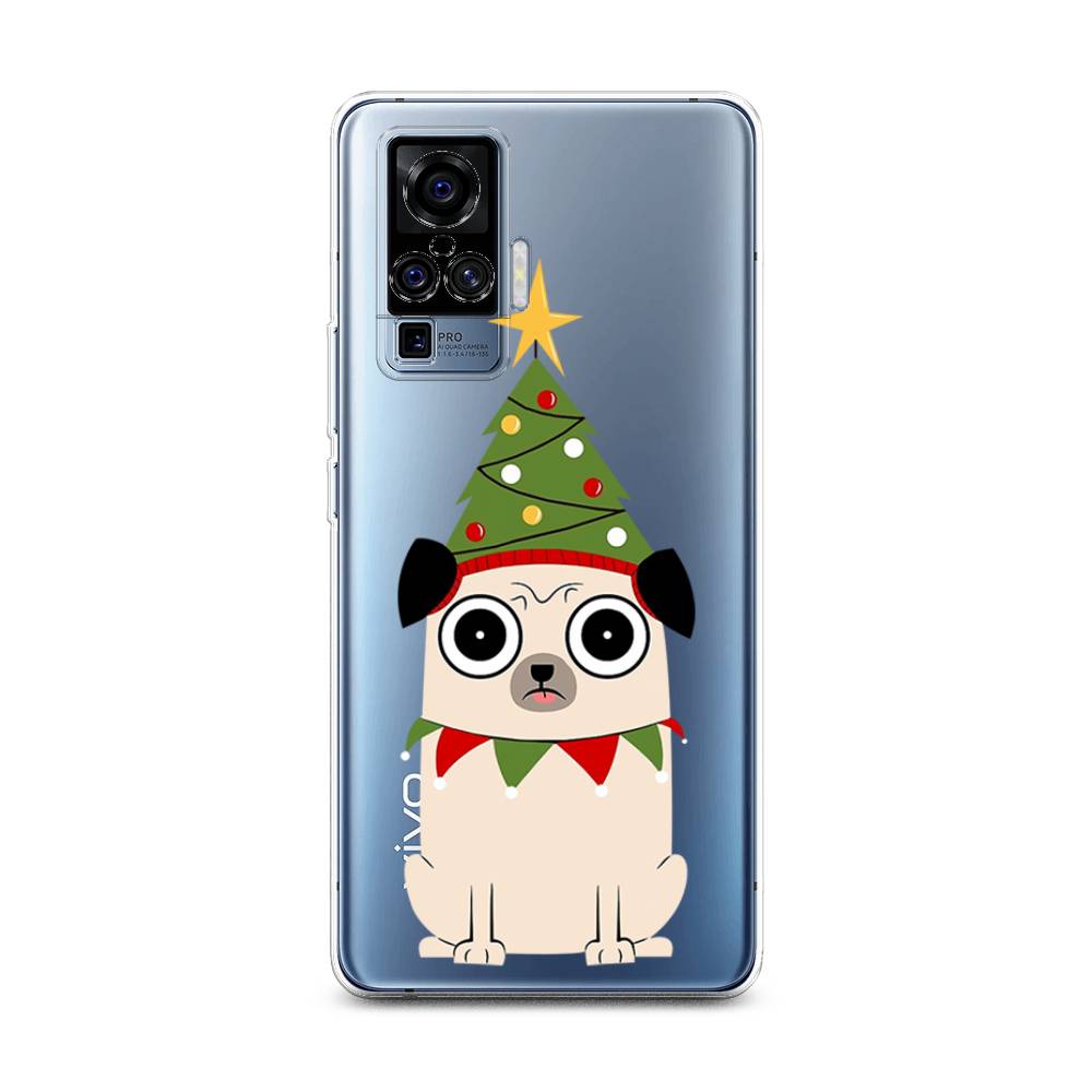 

Чехол на Vivo X50 Pro "Собачка с ёлочкой", Бежевый;красный;зеленый, 262350-1