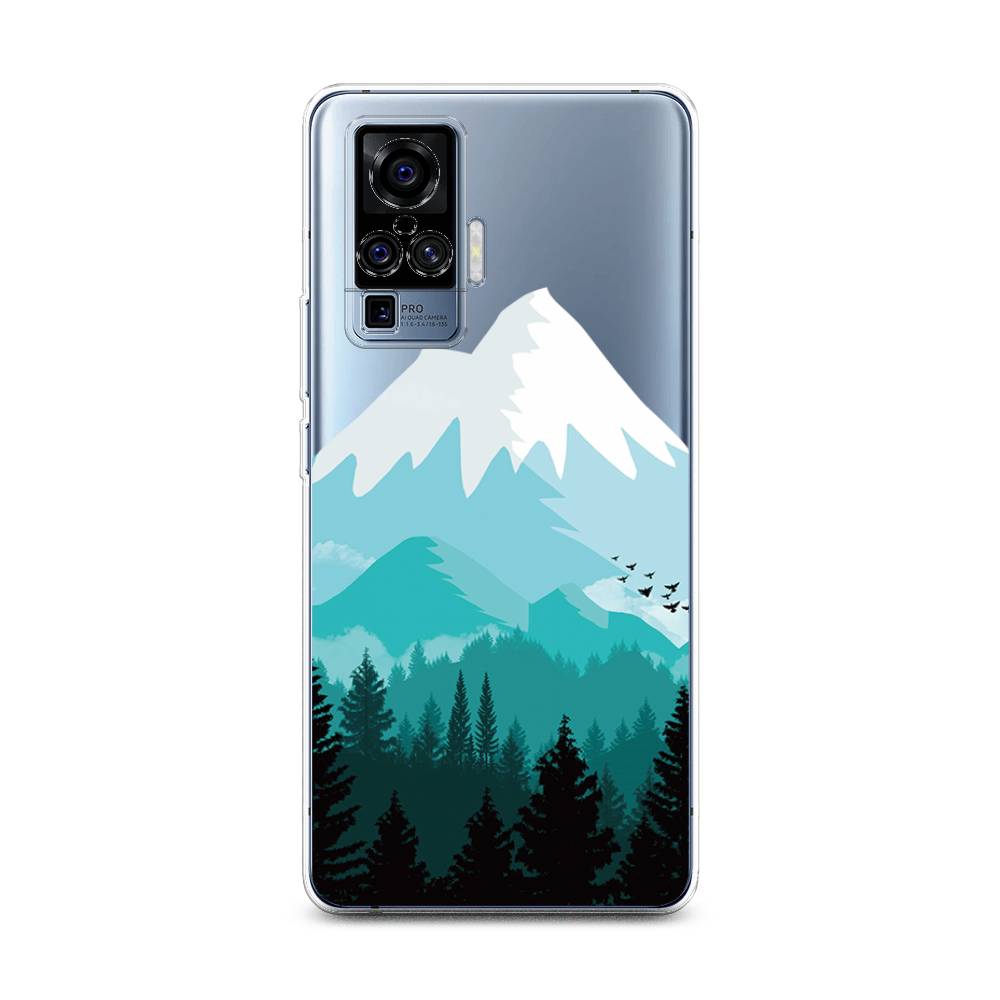 

Чехол на Vivo X50 Pro "Синяя снежная гора", Белый;голубой, 262350-2