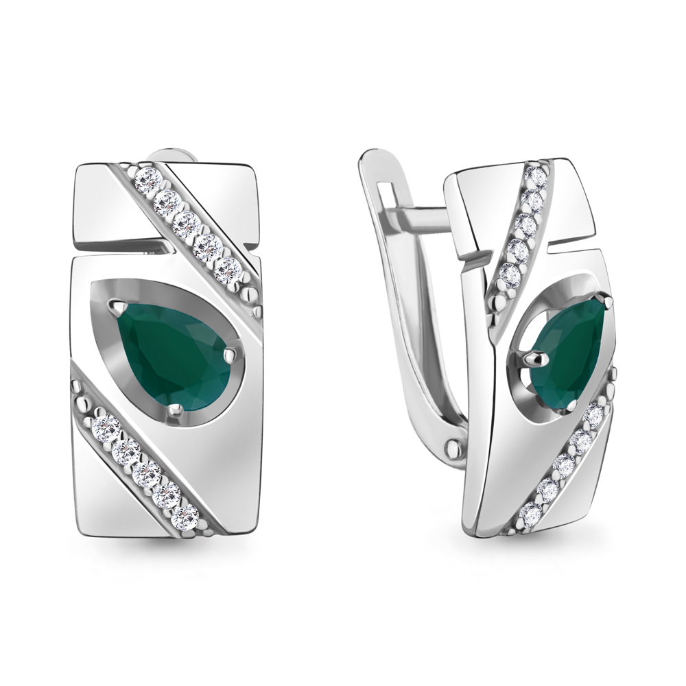 

Серьги из серебра с агатом\фианитом Aquamarine Aquamarine 4751209А_925_р, 4751209А_925_р
