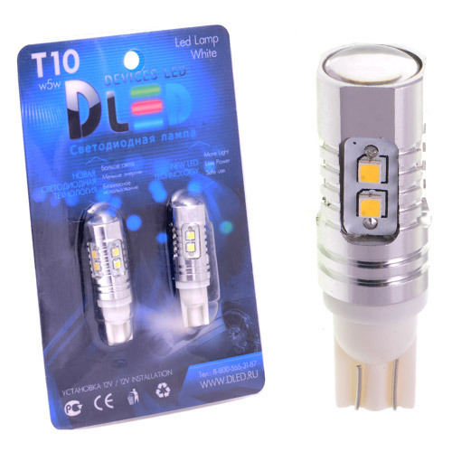 

Светодиодная автомобильная лампа T10 - W5W - 10 SMD 2323 + Линза (Комплект 2 лампы.), T10 - W5W - 10 SMD 2323 + Линза
