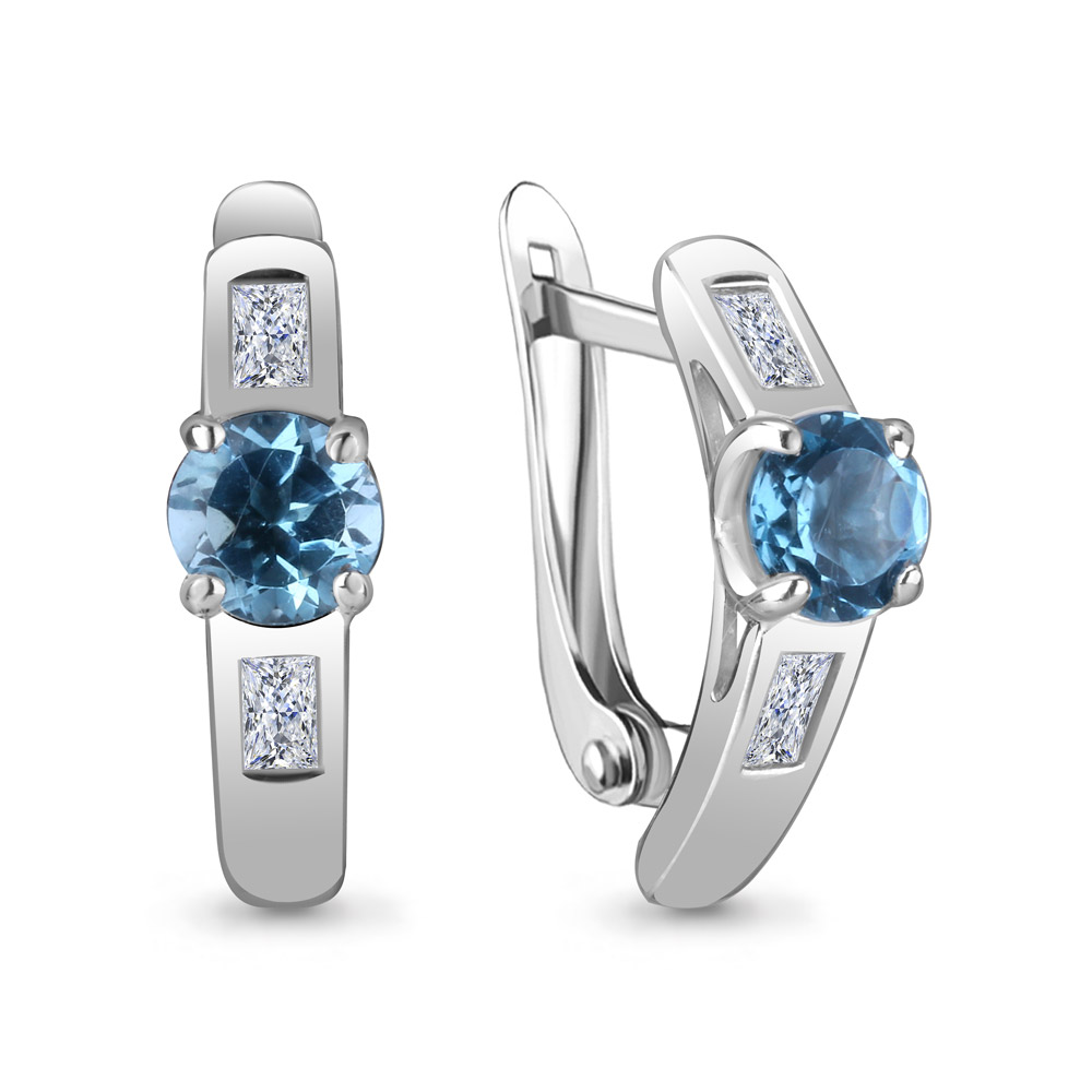 

Серьги из серебра с топазом\фианитом Aquamarine Aquamarine 4751005_925_р, 4751005_925_р