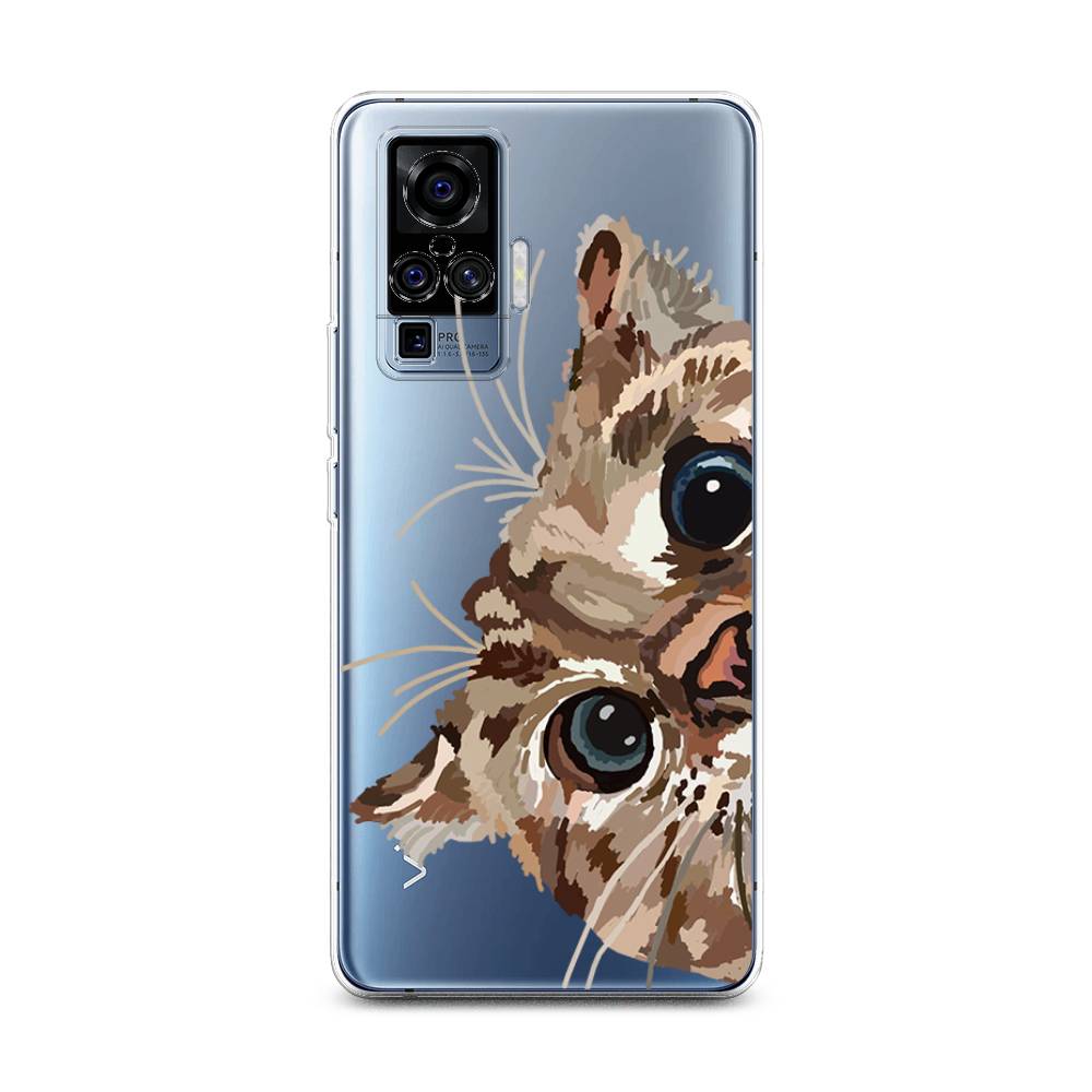 

Чехол на Vivo X50 Pro "Любопытный кот", Коричневый;синий;черный, 262350-1
