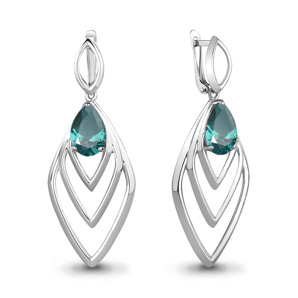 

Серьги из серебра с турмалином искусственным Aquamarine Aquamarine 4750988_925_р, 4750988_925_р