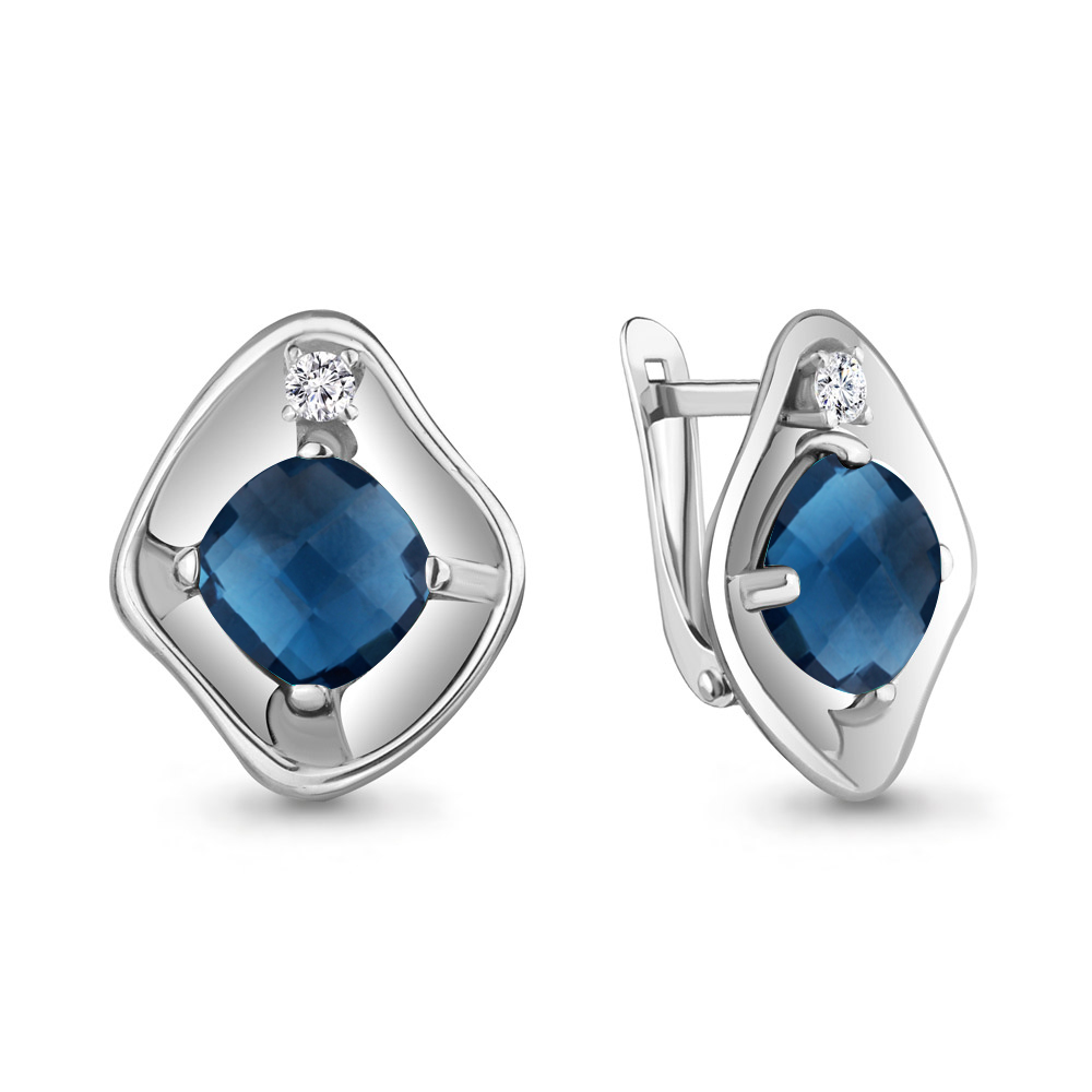

Серьги из серебра с фианитом Aquamarine Aquamarine 4750693А_925_р, 4750693А_925_р