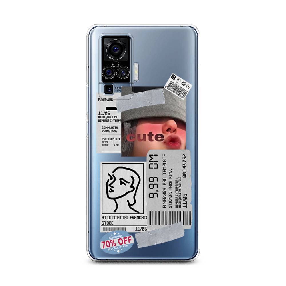 

Чехол на Vivo X50 Pro "Cute girl collage", Розовый;серый;голубой, 262350-6