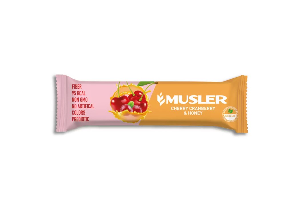 

Батончик Musler злаковый, клюква, вишня и мед, 25x30 г