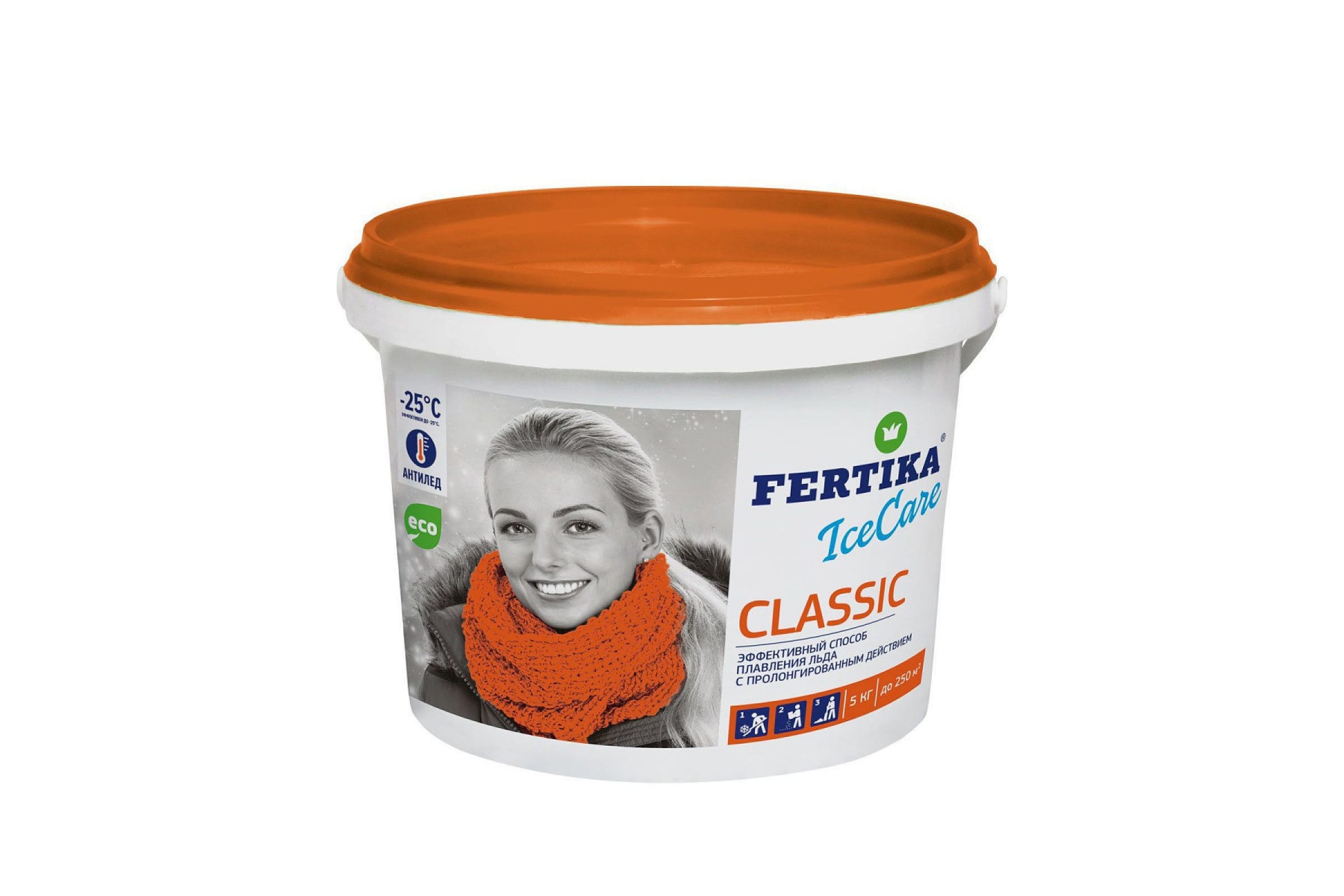 Противогололедный реагент Fertika IceCare Classic -25 C, ведро 5 кг