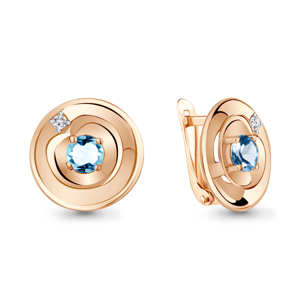 

Серьги из серебра с топазом\фианитом Aquamarine Aquamarine 4750405А_925_з, 4750405А_925_з