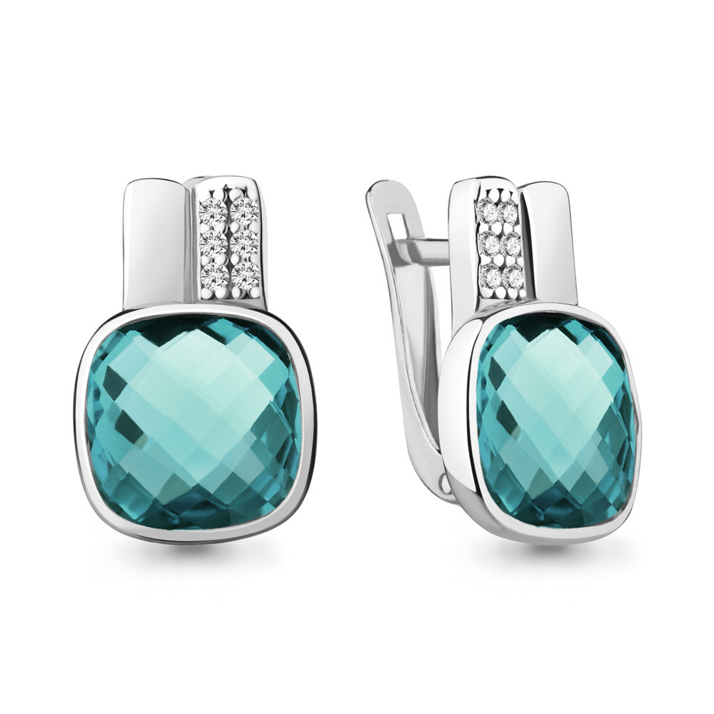 

Серьги из серебра с фианитом Aquamarine Aquamarine 4750188А_925_р, 4750188А_925_р