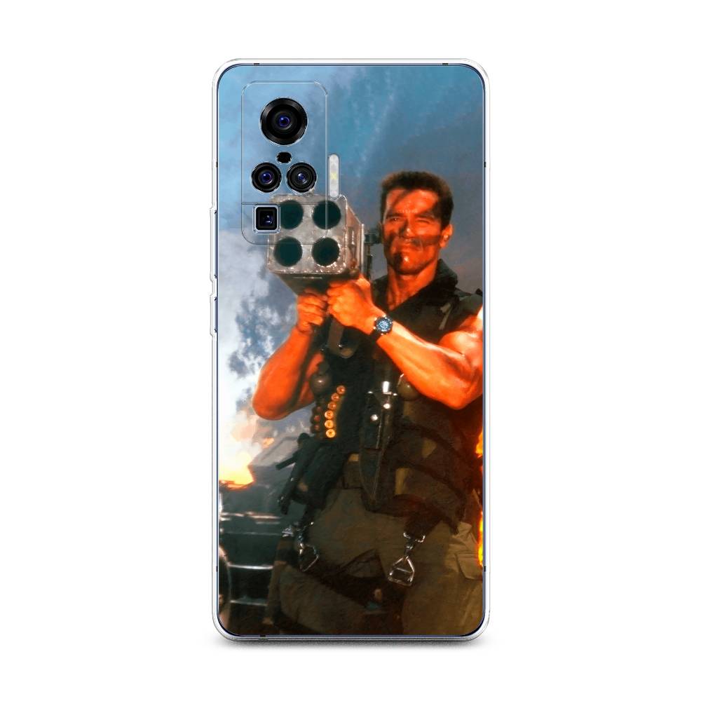 

Чехол на Vivo X50 Pro "Арнольд Шварцнеггер с базукой", Голубой;коричневый, 262350-6