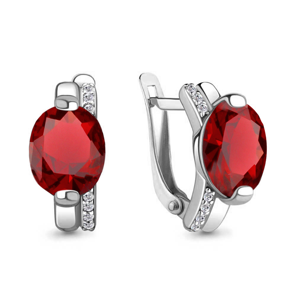 

Серьги из серебра с гранатом искусственным\фианитом Aquamarine Aquamarine 4749685А_925_р, 4749685А_925_р