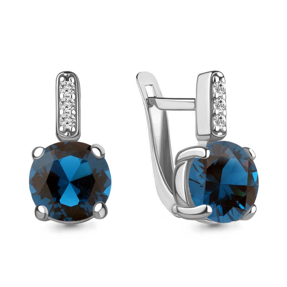 

Серьги из серебра с фианитом Aquamarine Aquamarine 4749593А_925_р, 4749593А_925_р