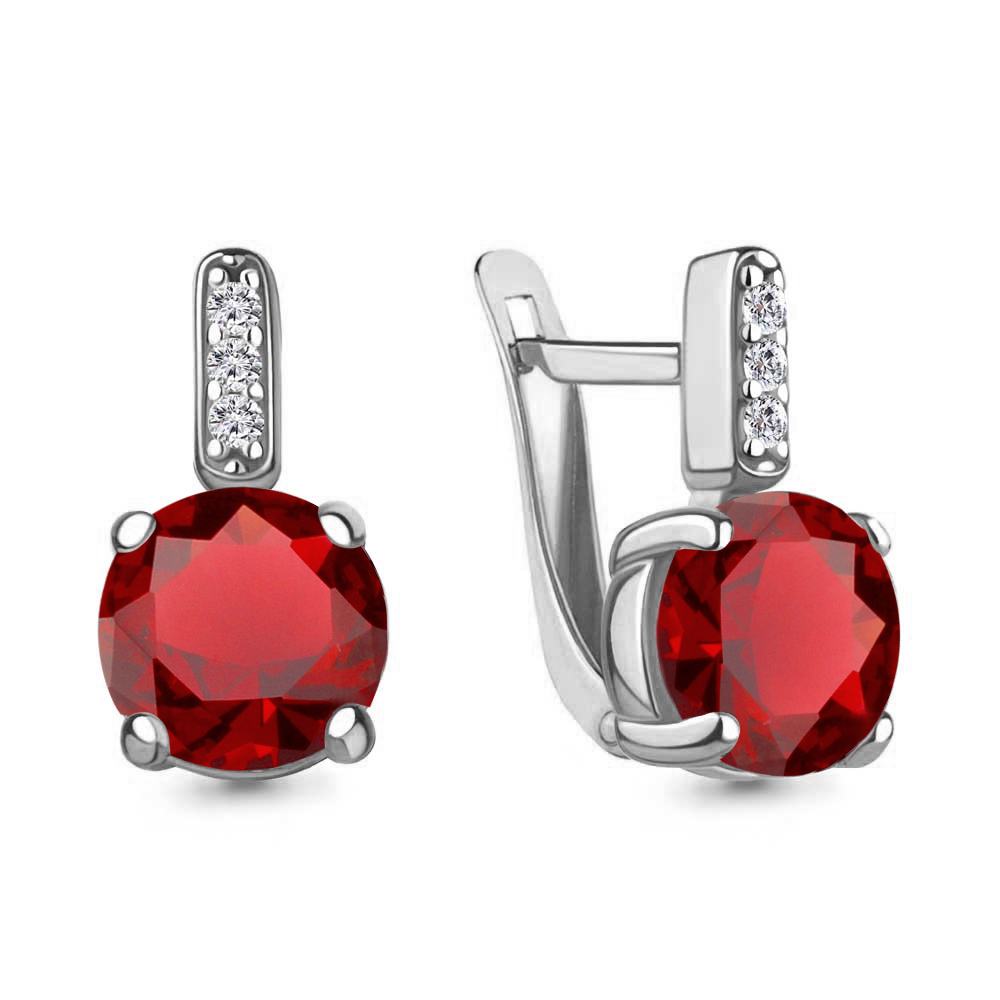 

Серьги из серебра с гранатом искусственным\фианитом Aquamarine Aquamarine 4749585А_925_р, 4749585А_925_р