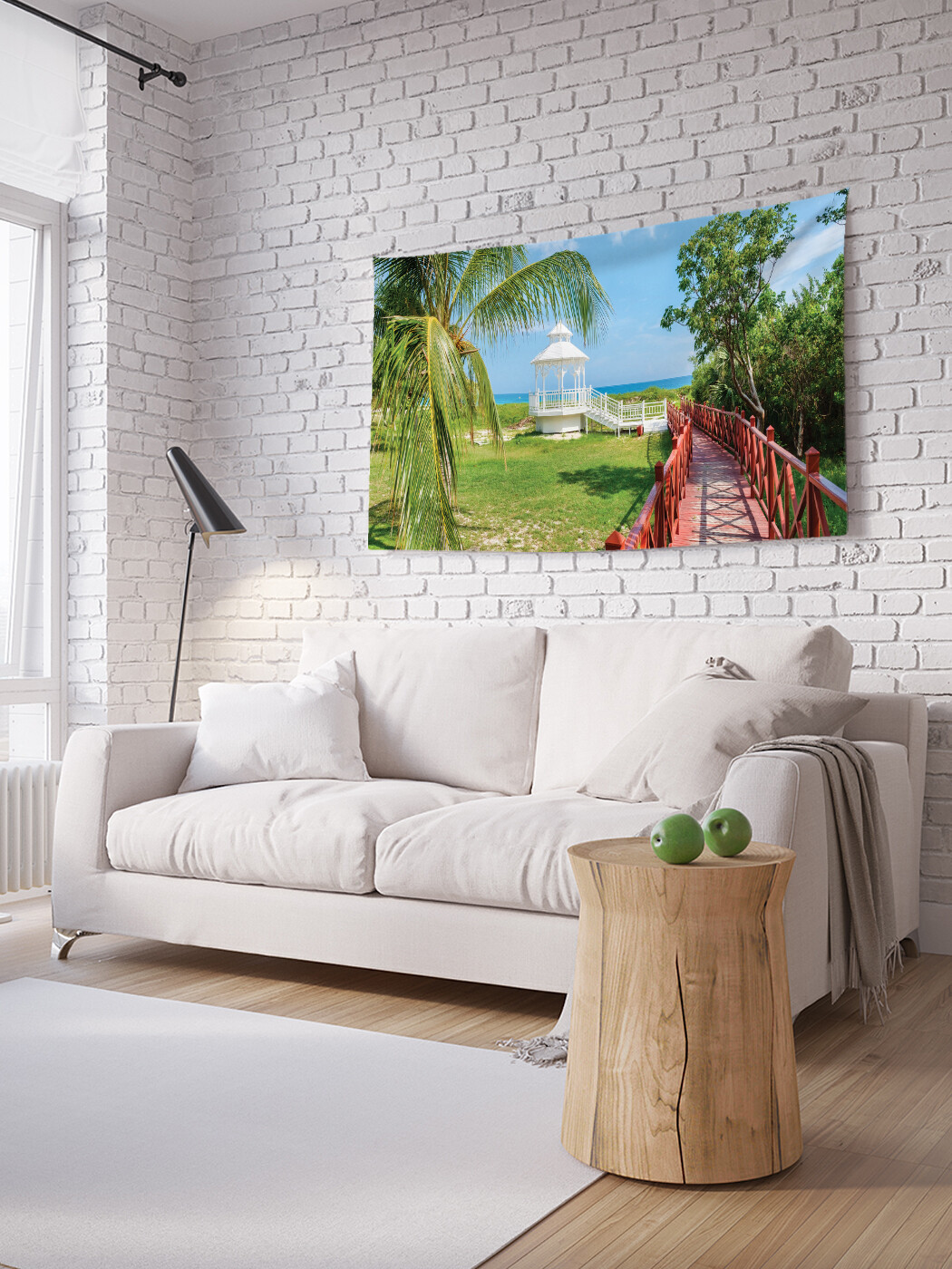 

Горизонтальное фотопанно JoyArty Мостик среди пальм, из ткани, 100х150 см