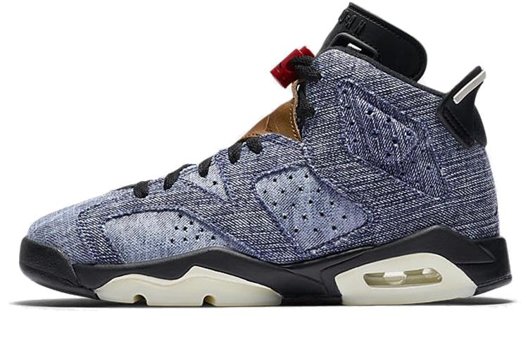 

Кроссовки унисекс Jordan Air Jordan 6 Washed Denim GS синие 38.5 EU, Синий, Air Jordan 6 Washed Denim GS