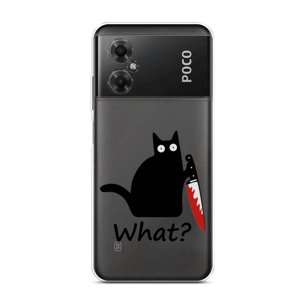 

Чехол на Xiaomi Poco M4 5G "Котик с ножом", Черный;красный, 316550-6