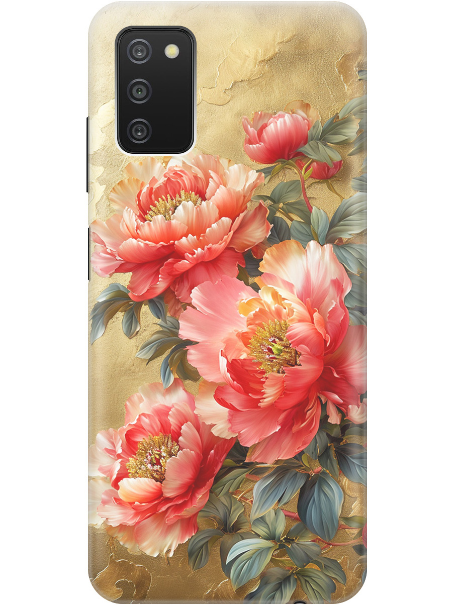 

Силиконовый чехол на Samsung Galaxy A03s с принтом "Винтажные пионы", Прозрачный;зеленый;золотистый;красный, 732241123