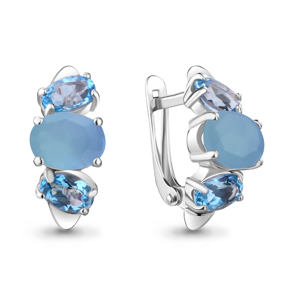 

Серьги из серебра с халцедоном искусственным\топазом Aquamarine Aquamarine 47491610_925_р, 47491610_925_р