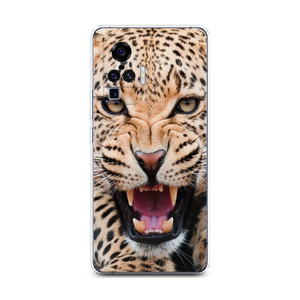 

Чехол на Vivo X50 Pro "Леопард 3d", Бежевый;черный, 262350-6