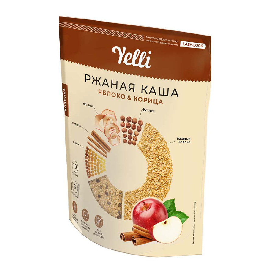 

Каша Yelli ржаная яблоко и корица 60 г