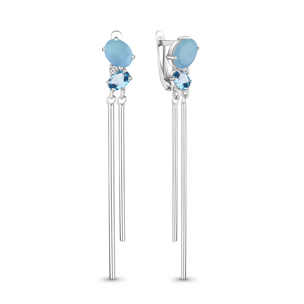 

Серьги из серебра с топазом\фианитом Aquamarine Aquamarine 47485610А_925_р, 47485610А_925_р