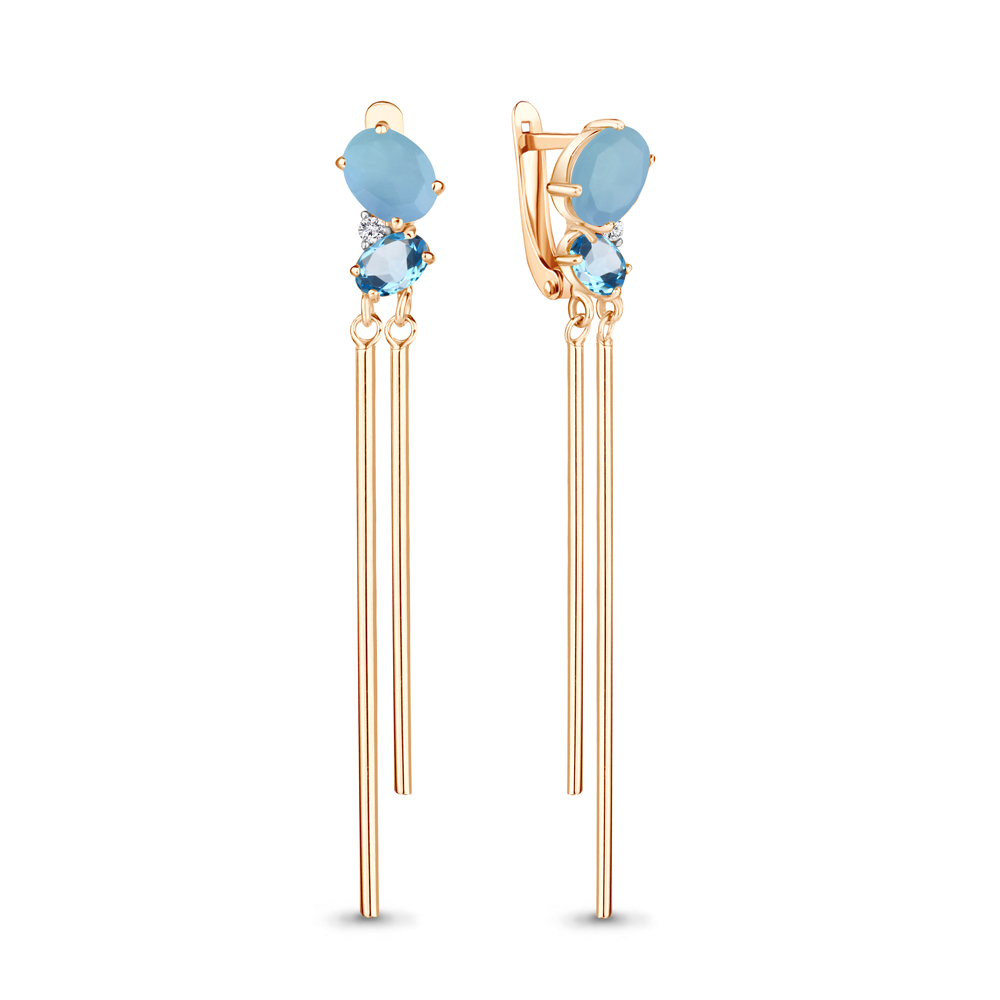 

Серьги из серебра с топазом\фианитом Aquamarine Aquamarine 47485610А_925_з, 47485610А_925_з
