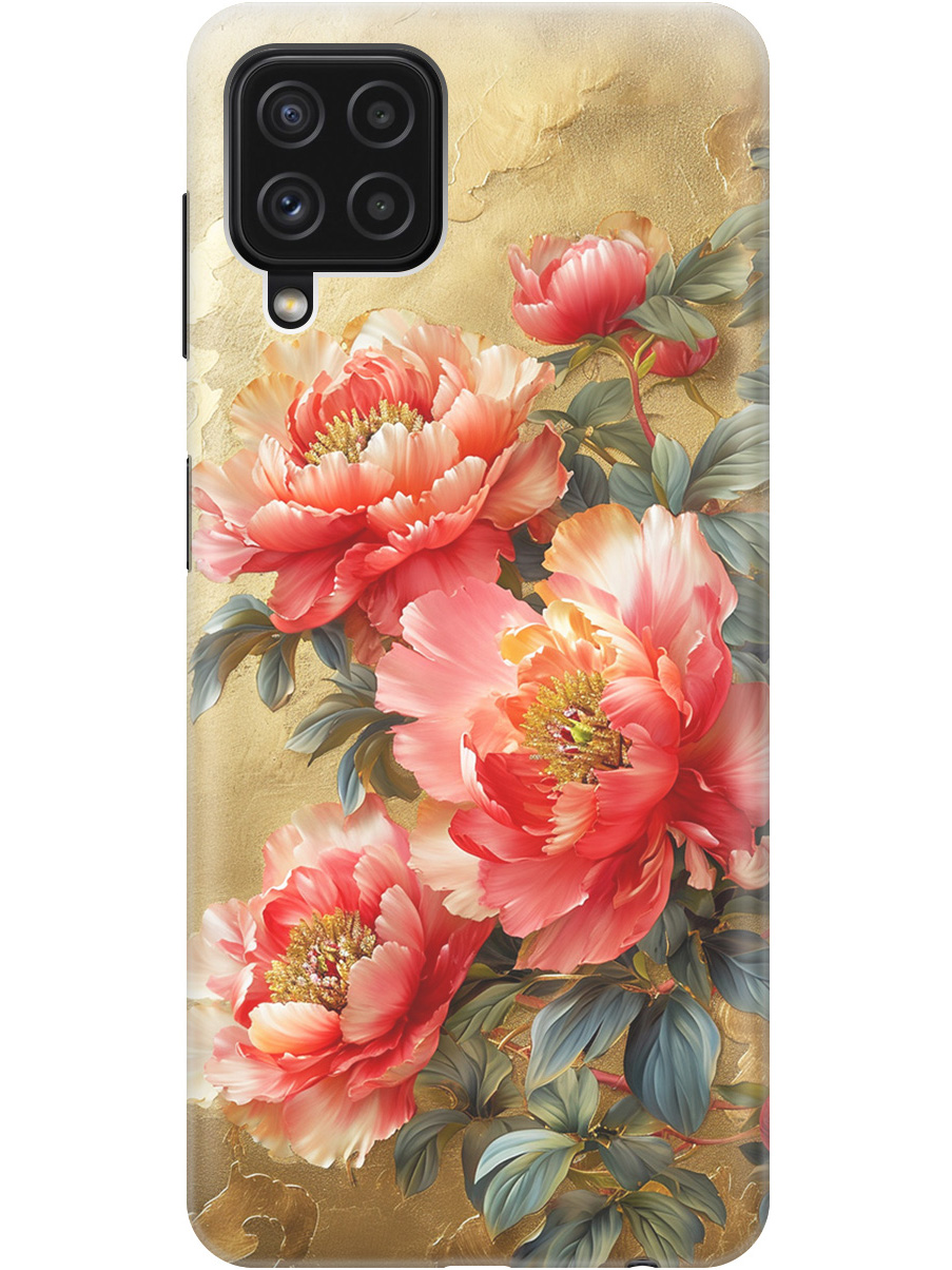 

Силиконовый чехол на Samsung Galaxy A22 / M32 / M22 с принтом "Винтажные пионы", Прозрачный;зеленый;золотистый;красный, 730829523