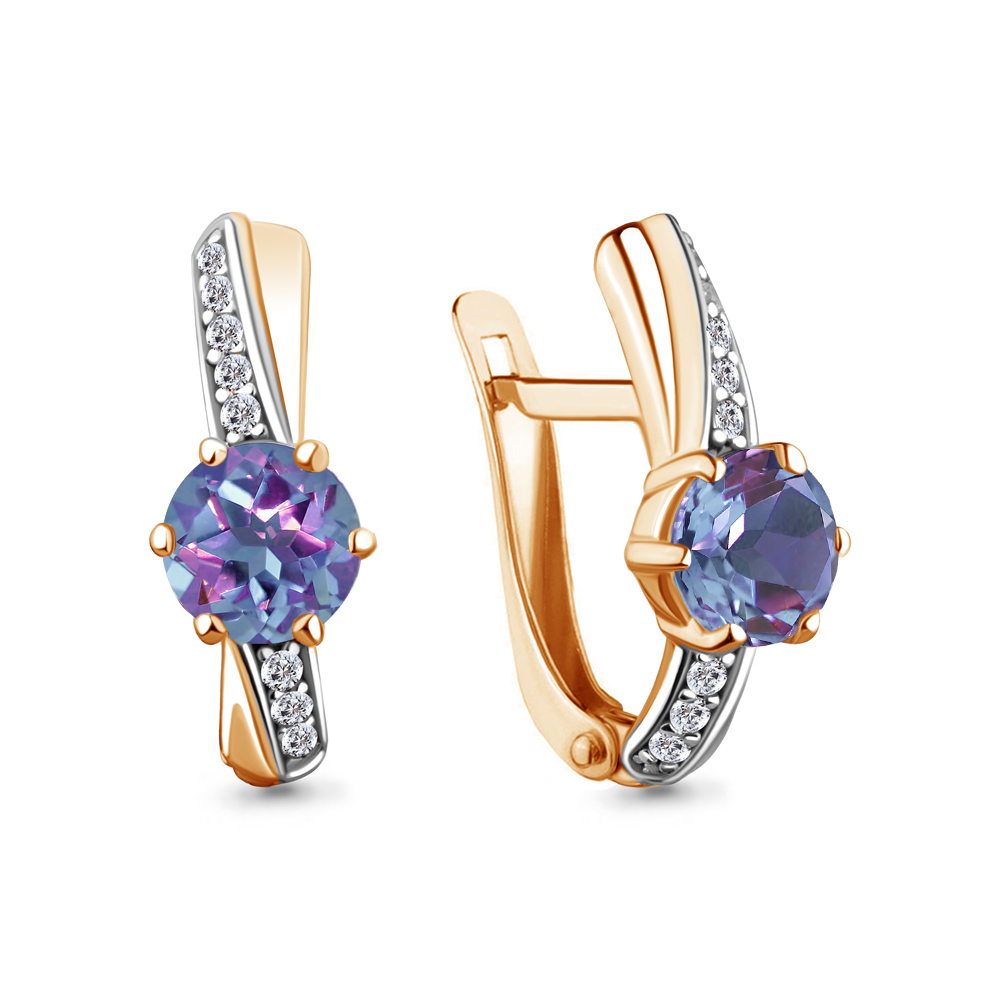 

Серьги из серебра с алекситом искусственным\фианитом Aquamarine Aquamarine 4748325А_925_з, 4748325А_925_з