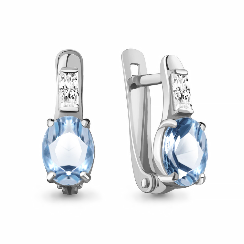 

Серьги из серебра с топазом\фианитом Aquamarine Aquamarine 4748105_925_р, 4748105_925_р