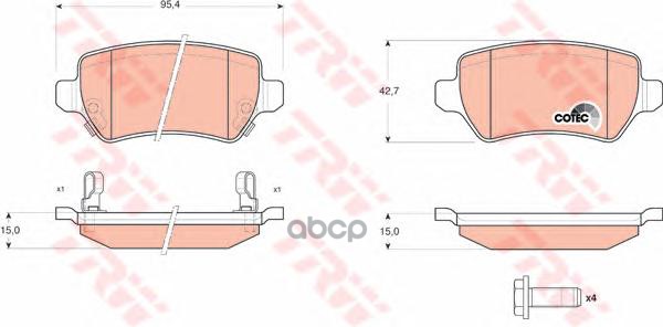 

Колодки Тормозные Opel Astra G, H, Zafira A Задние (4Шт.) Trw Gdb1515