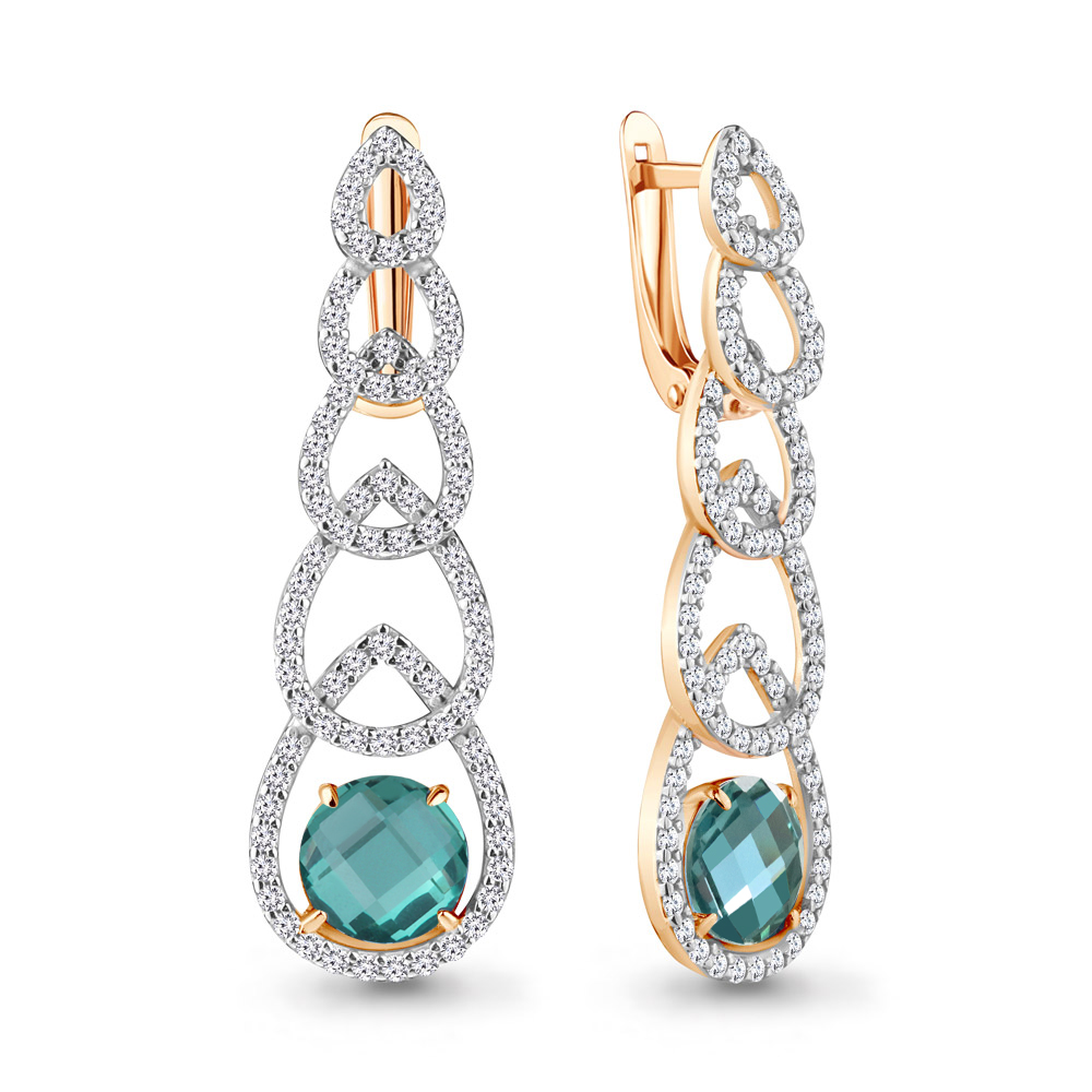 

Серьги из серебра с фианитом Aquamarine Aquamarine 4747088А_925_з, 4747088А_925_з