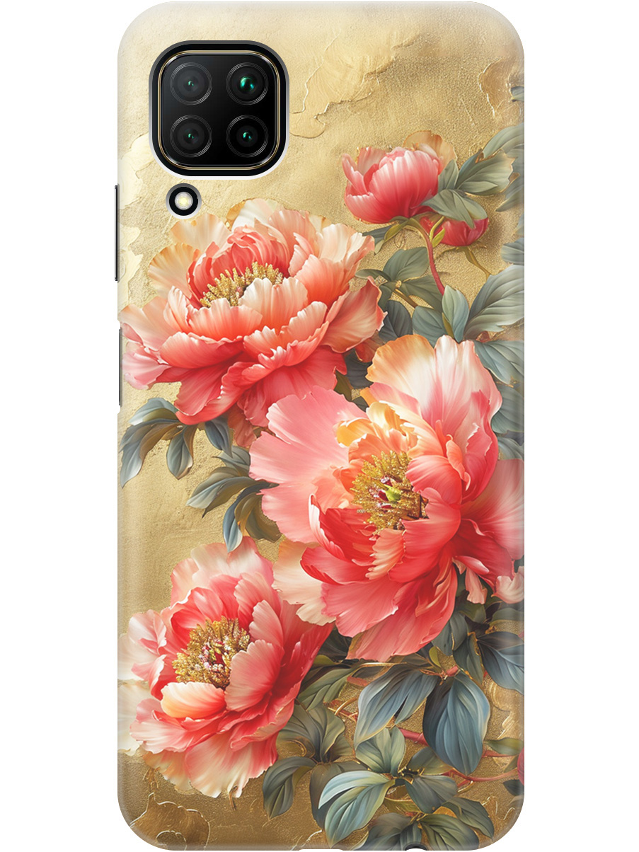 

Силиконовый чехол на Huawei P40 Lite с принтом "Винтажные пионы", Прозрачный;зеленый;золотистый;красный, 722839723