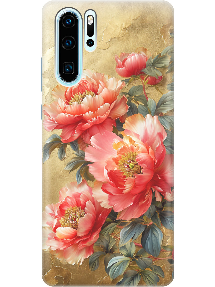 

Силиконовый чехол на Huawei P30 Pro с принтом "Винтажные пионы", Прозрачный;зеленый;золотистый;красный, 720762423